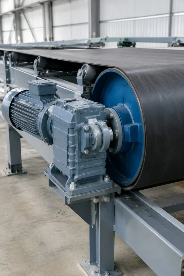Belt conveyor drive pulley and gear motor